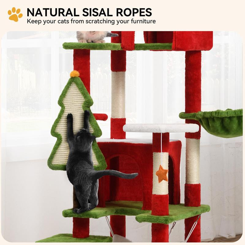 【Dealsforyoudays】Yitahome Gothic/Christmas Cat Tr[Ee with Coffin Bed, Cat Tower for Cats with Top Perch, Spacious Cat Condos, Comfy Hammock, Scratching Post and Ladder