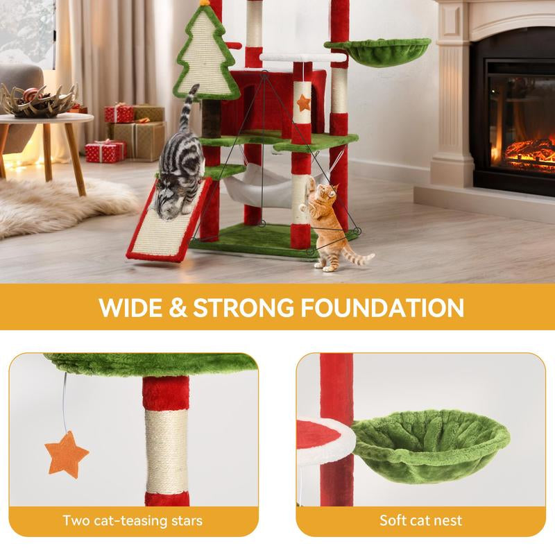 【Dealsforyoudays】Yitahome Gothic/Christmas Cat Tr[Ee with Coffin Bed, Cat Tower for Cats with Top Perch, Spacious Cat Condos, Comfy Hammock, Scratching Post and Ladder
