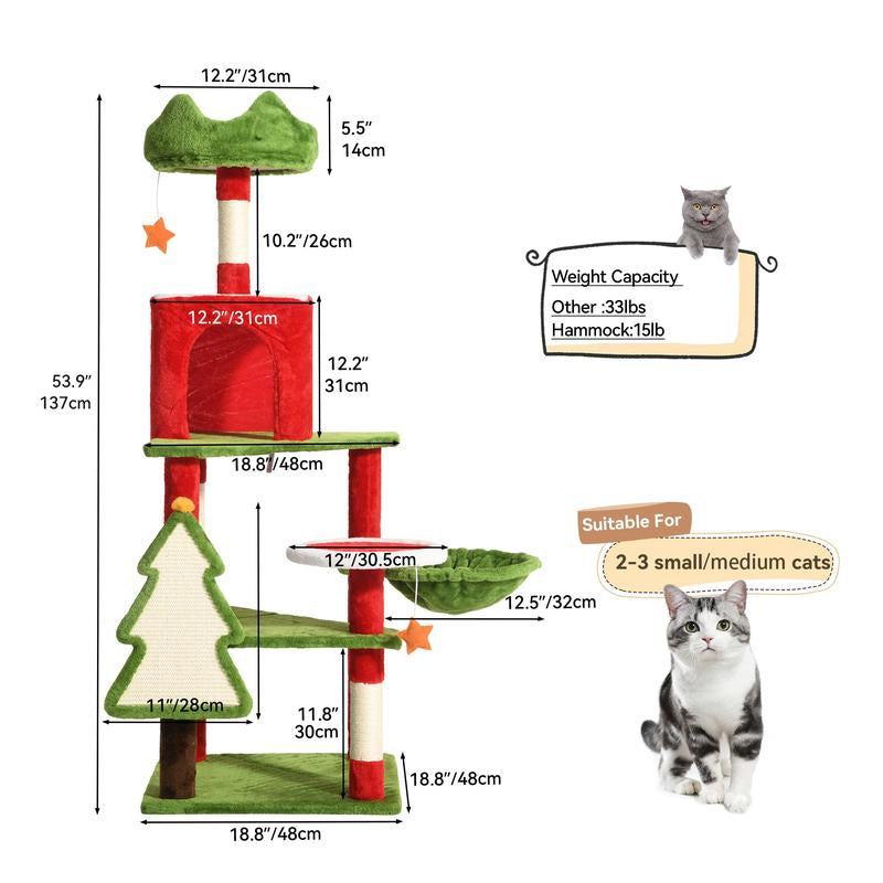 【Dealsforyoudays】Yitahome Gothic/Christmas Cat Tr[Ee with Coffin Bed, Cat Tower for Cats with Top Perch, Spacious Cat Condos, Comfy Hammock, Scratching Post and Ladder