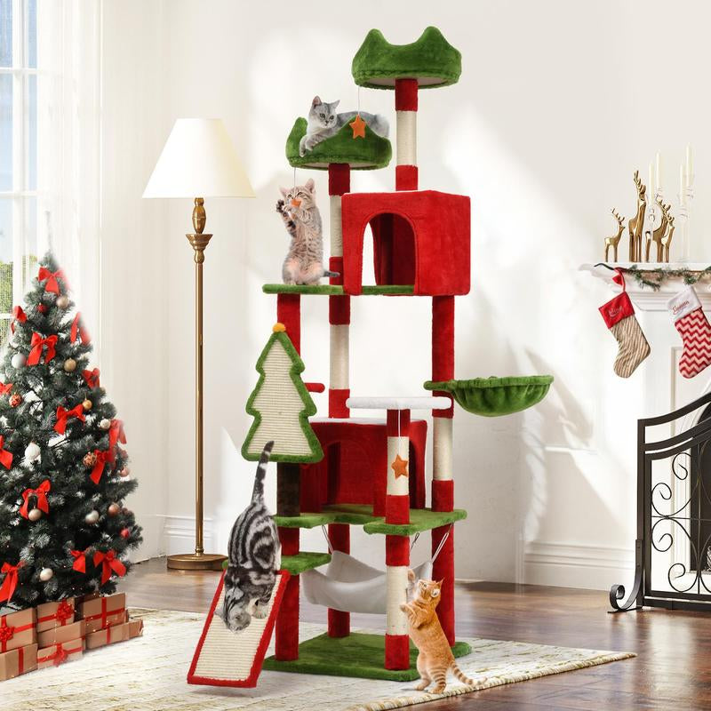 【Dealsforyoudays】Yitahome Gothic/Christmas Cat Tr[Ee with Coffin Bed, Cat Tower for Cats with Top Perch, Spacious Cat Condos, Comfy Hammock, Scratching Post and Ladder